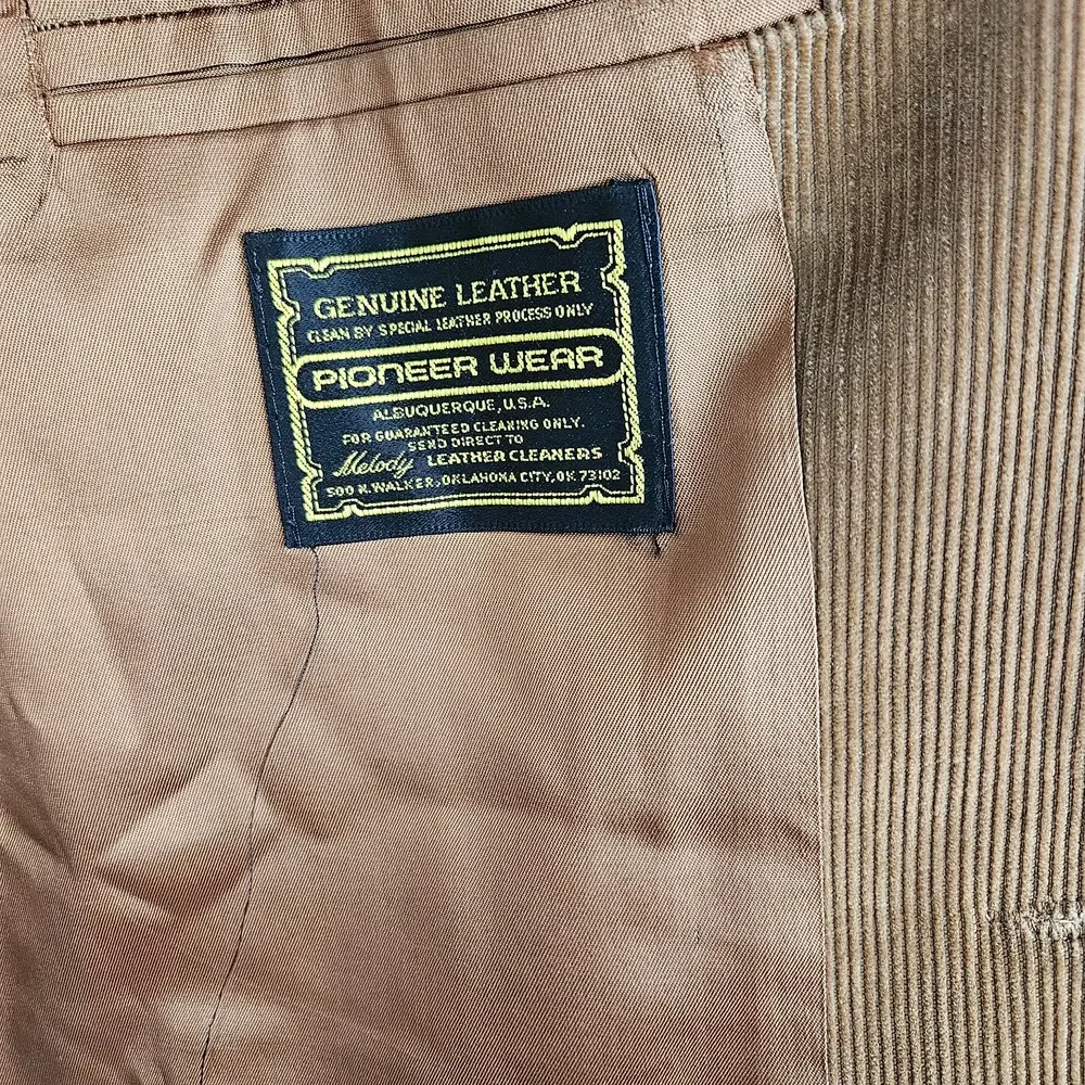 Vintage Pioneer Wear Corduroy Leather Western Sport Coat‎ Jacket Men's 42 Tan